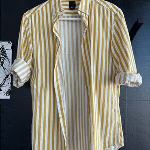 H&M Yellow and White Striped Shirt